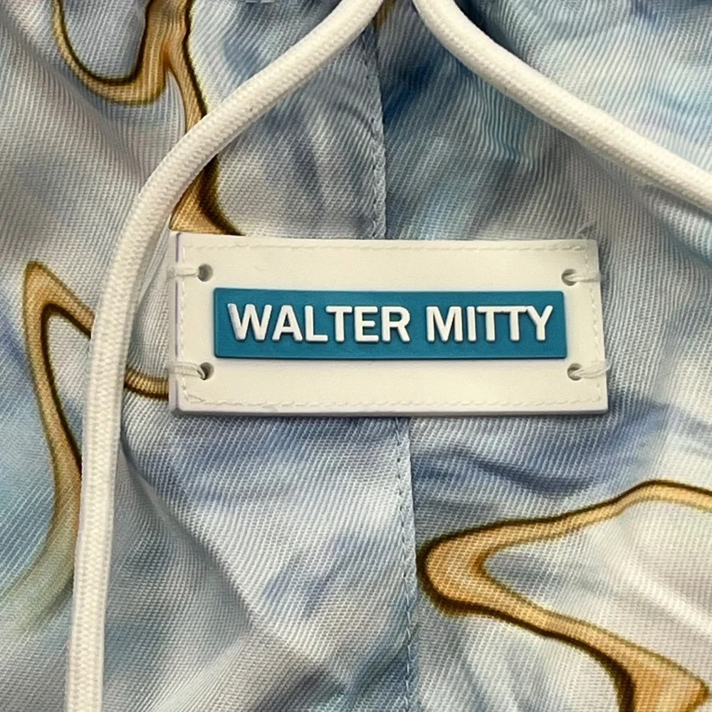 Walter Mitty‎ Men's Swim Trunks Shorts Blue Marble Waist Drawstring Size 34
